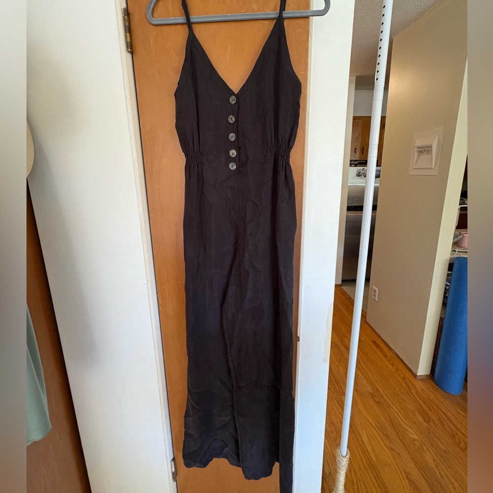 Zara Charcoal Sleeveless Dress with Button Accents